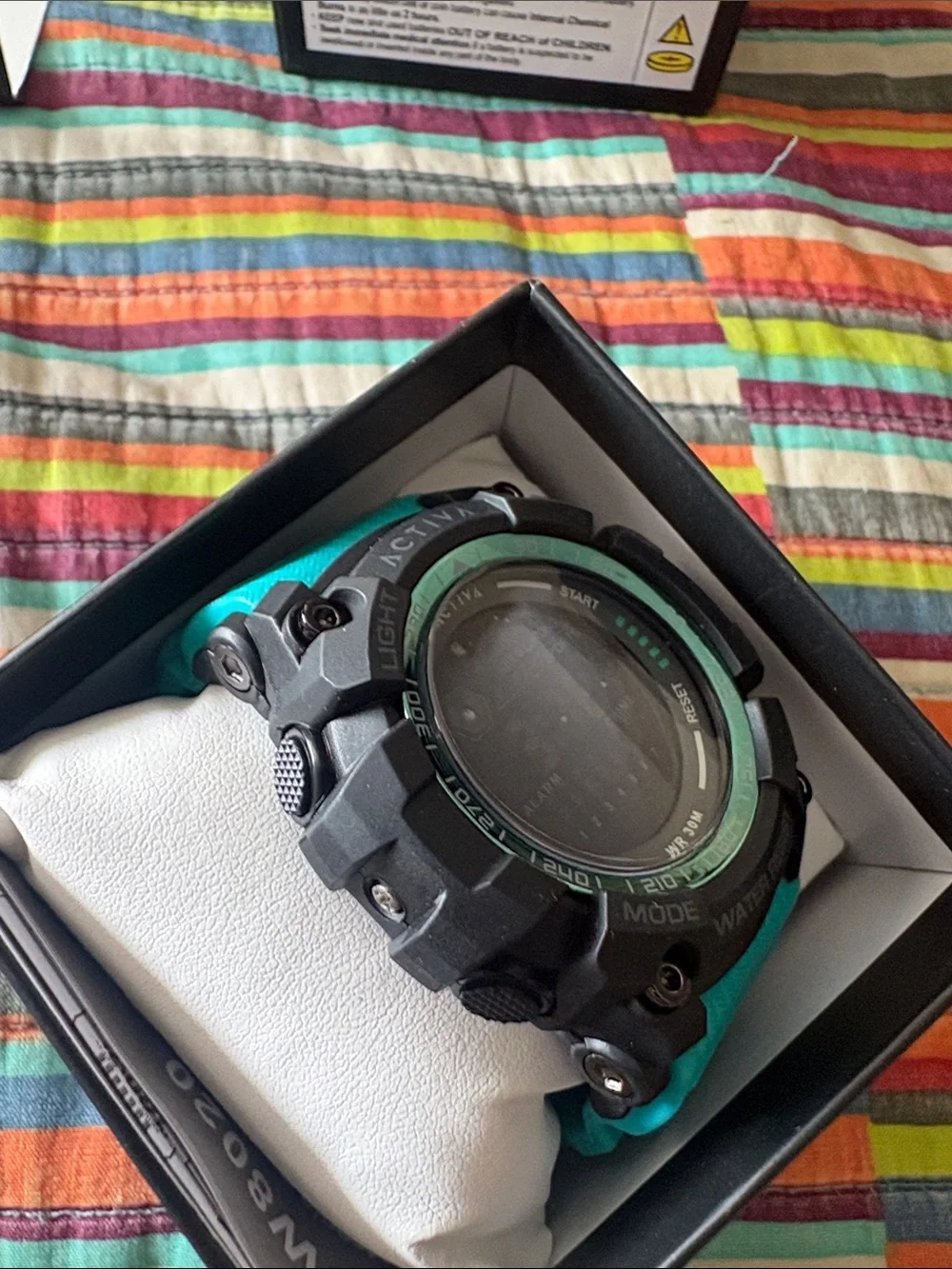 New Invicta Activa ACW8020-006 Mens Digital Sports Watch Teal Black Rubber Alarm